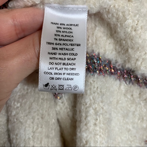 Leo & Sage Alpaca Wool Blend Metallic/Iridescent Stripes Sweater - Picture 10 of 10